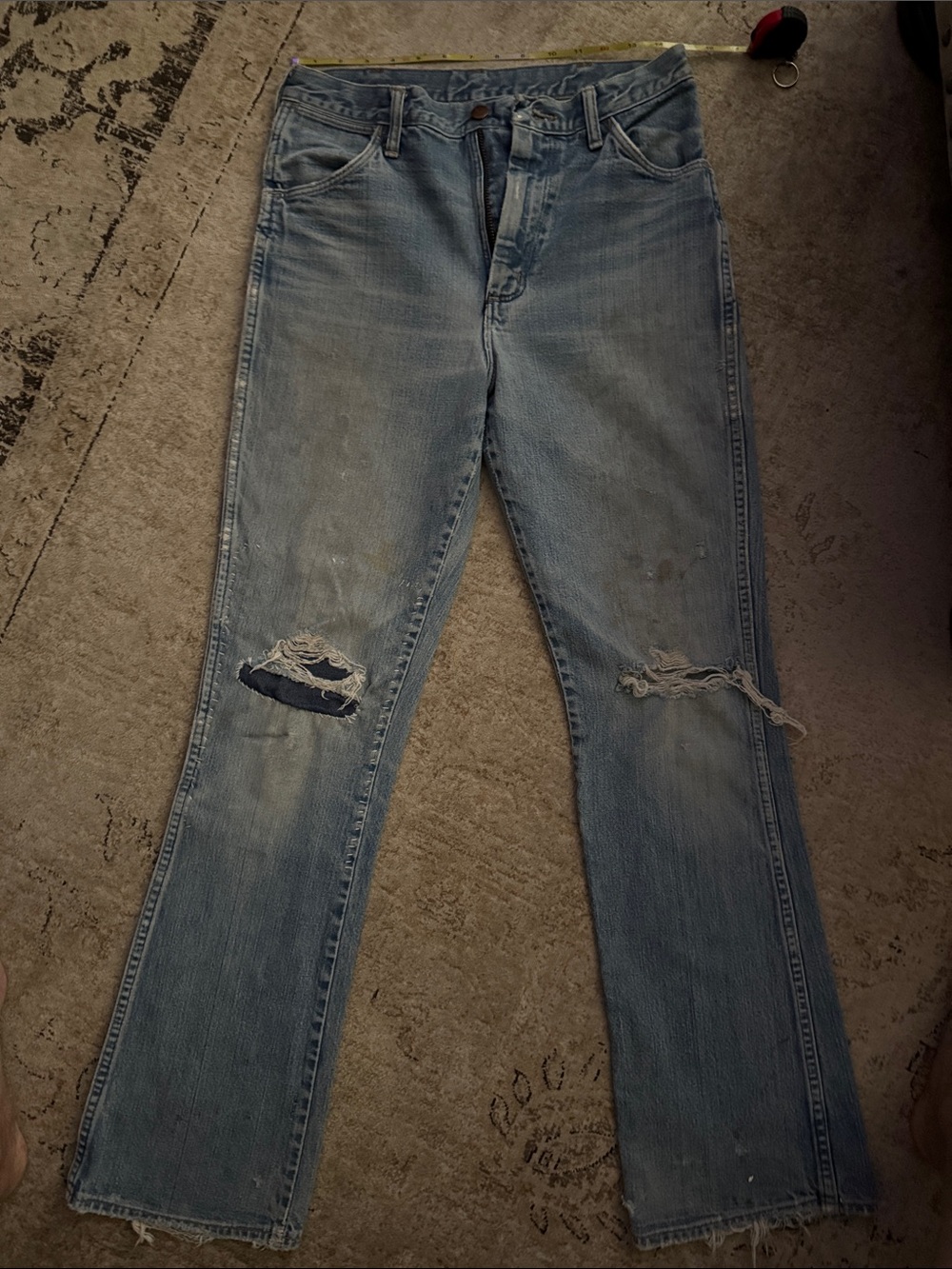 Vintage Wrangler Light Blue Distressed Straight-Leg Jeans